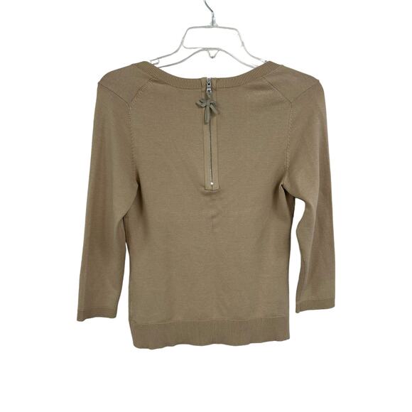 NWT $159 Carlisle Wicker Tan 3/4 Sleeve Square Neck Silk Blend Top XS - Picture 7 of 7